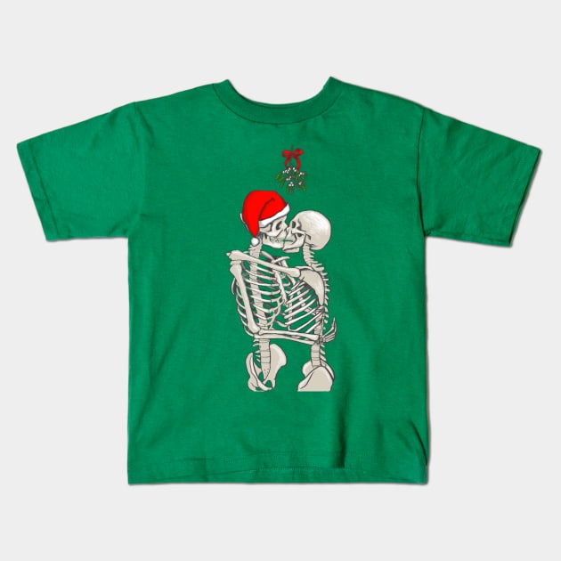 Mistletoe Skeletons Kids T-Shirt by Heather Dorsch Creations